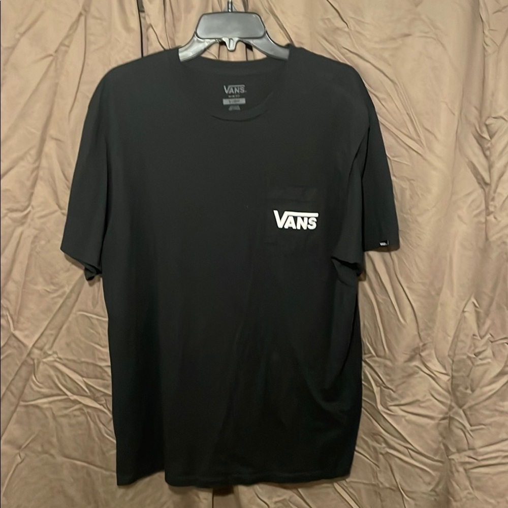 Vans Black Short Sleeve Pocket Tee with White Logo